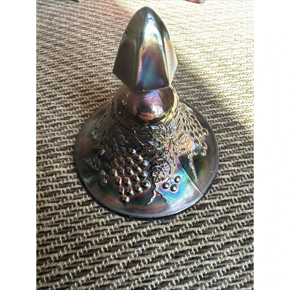 Northwood‎ Amethyst Carnival Glass Sweetmeat Covered Container Grape & Cable VTG